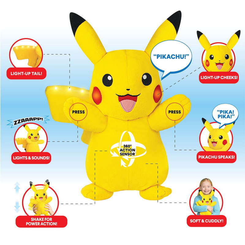 Інтерактивна м'яка іграшка POKEMON - ПІКАЧУ (світло, звук, 25 cm)