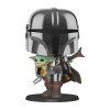 Ігрова фігурка FUNKO POP! серії "Мандалорець" - МАНДАЛОРЕЦЬ В ХРОМІ З МАЛЮКОМ (25 сm)