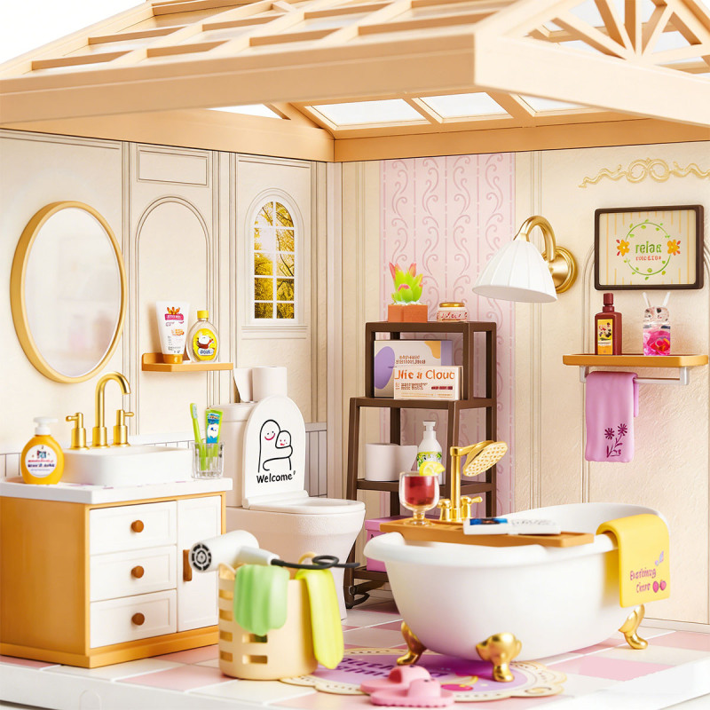 Конструктор-румбокс MINI HOUSE серії "Інтер'єр" – ВАННА КІМНАТА (світло)