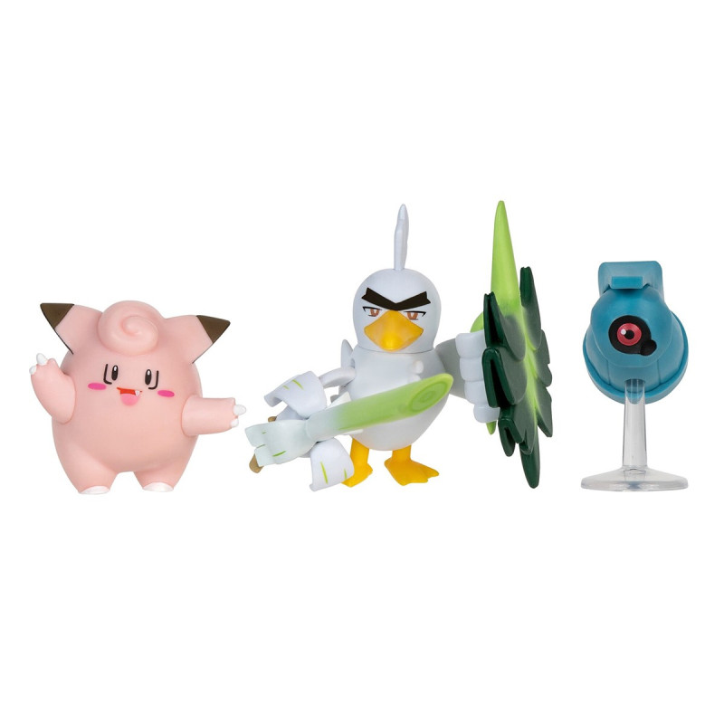 Набір ігрових фігурок POKEMON W18 - КЛЕФЕЙРІ, БЕЛДУМ, СІРФЕТЧ'Д