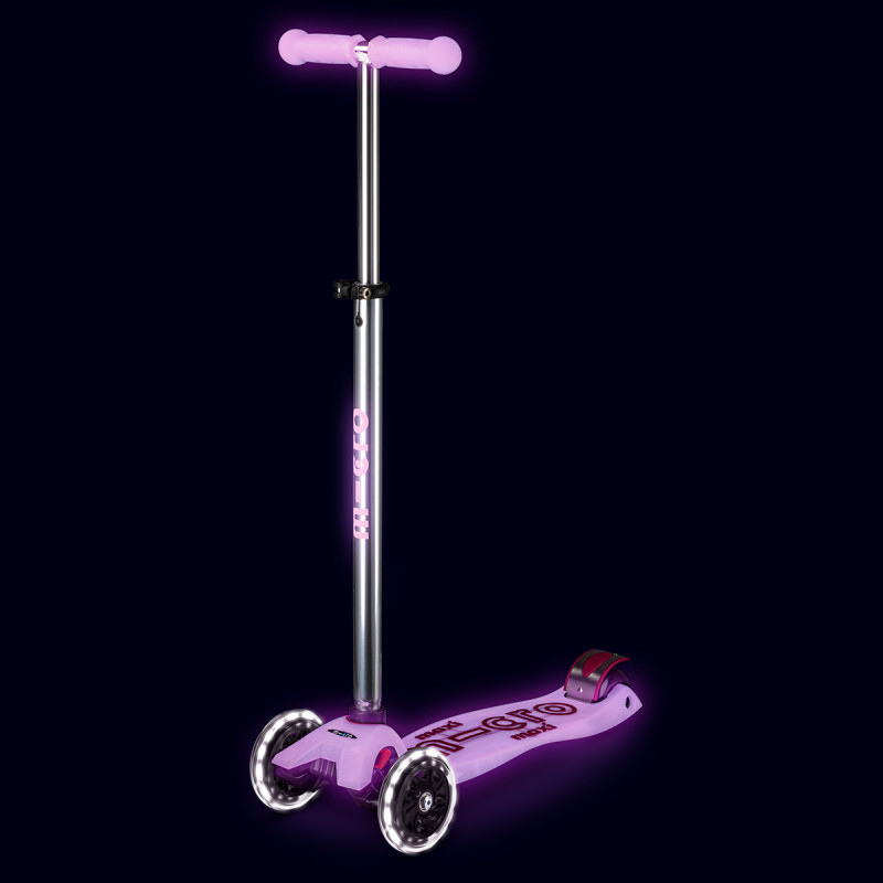 Самокат MICRO серії "Maxi Deluxe Glow LED" – СЯЙНИСТО-ПУРПУРОВИЙ (до 50 kg, 3-х колісний, світло)