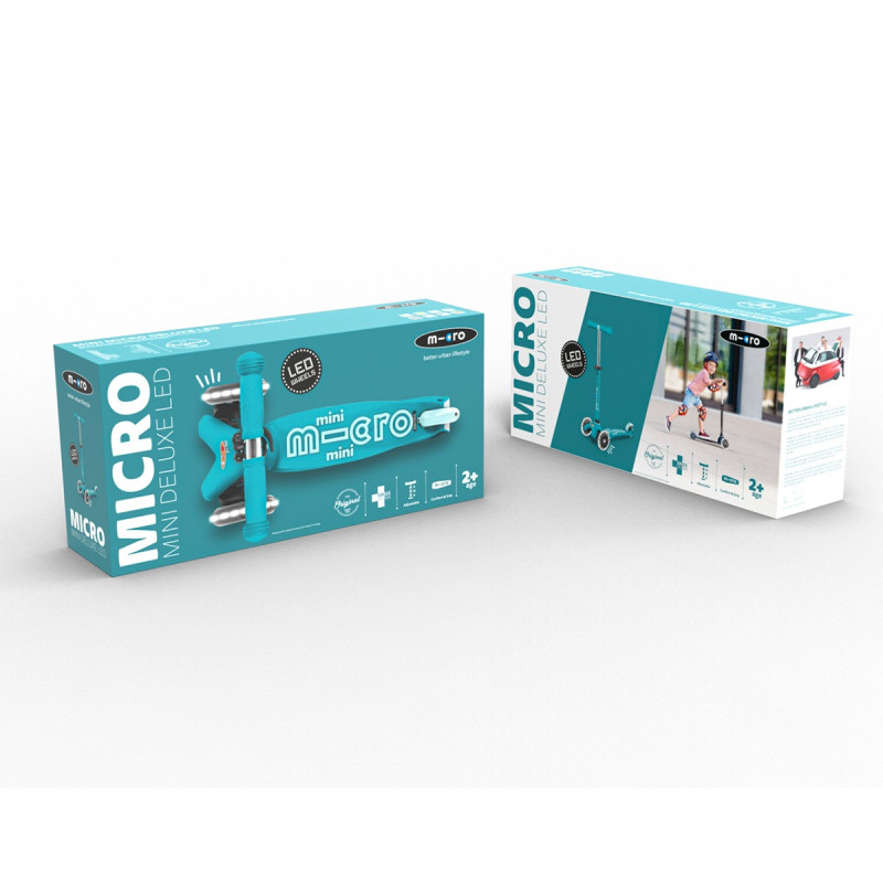 Самокат MICRO серії "Mini Deluxe" – АКВА (до 50 кг (kg), триколісний)