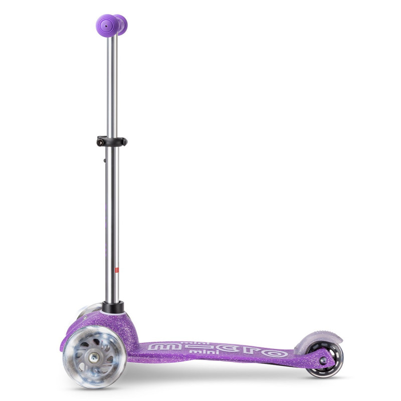 Самокат MICRO серії "Mini Deluxe Fairy Glitter LED" – ПУРПУРОВИЙ (до 50 kg, 3-х колісний, світло)