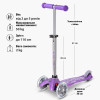 Самокат MICRO серії "Mini Deluxe Fairy Glitter LED" – ПУРПУРОВИЙ (до 50 kg, 3-х колісний, світло)