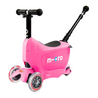 Самокат MICRO серії "Mini2go Deluxe Plus" - РОЖЕВИЙ (до 50 kg, до 20 kg з сидінням, триколісний)