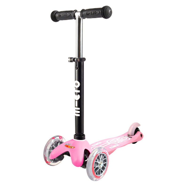 Самокат MICRO серії "Mini2go Deluxe Plus" - РОЖЕВИЙ (до 50 kg, до 20 kg з сидінням, триколісний)