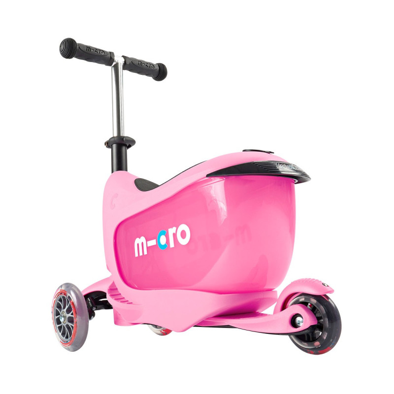 Самокат MICRO серії "Mini2go Deluxe Plus" - РОЖЕВИЙ (до 50 kg, до 20 kg з сидінням, триколісний)