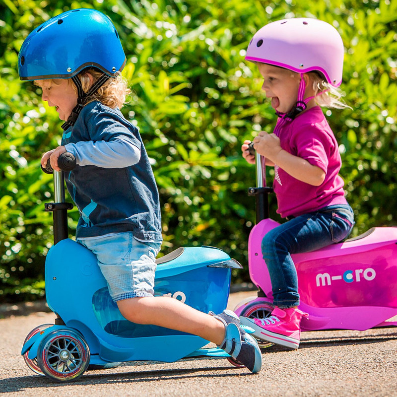 Самокат MICRO серії "Mini2go Deluxe Plus" - РОЖЕВИЙ (до 50 kg, до 20 kg з сидінням, триколісний)
