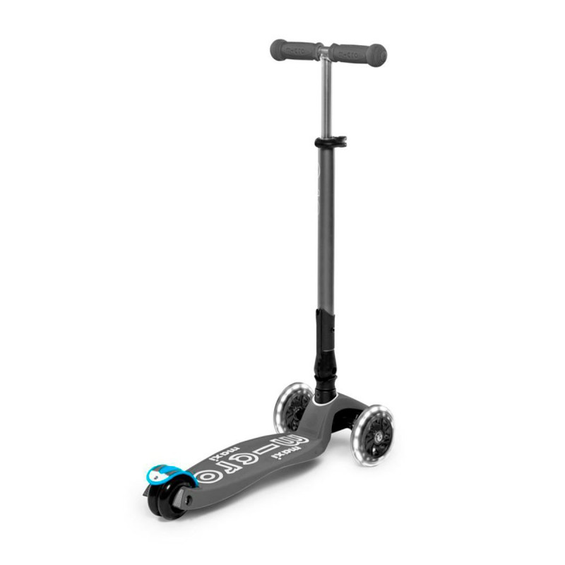 Самокат MICRO серії "Maxi Deluxe LED" – ВУЛКАНІЧНИЙ СІРИЙ (складаний, до 50 kg, триколісний, світло)