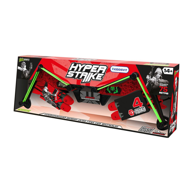 Лук для гри серії "Hyper Strike" (червоний, 4 стріли)