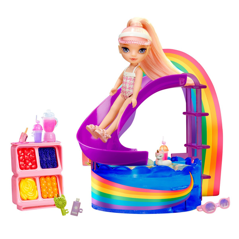 Ігровий набір з лялькою RAINBOW HIGH серії "Littles" – ВЕСЕЛКОВЕ СВЯТО В БАСЕЙНІ (з аксес.)