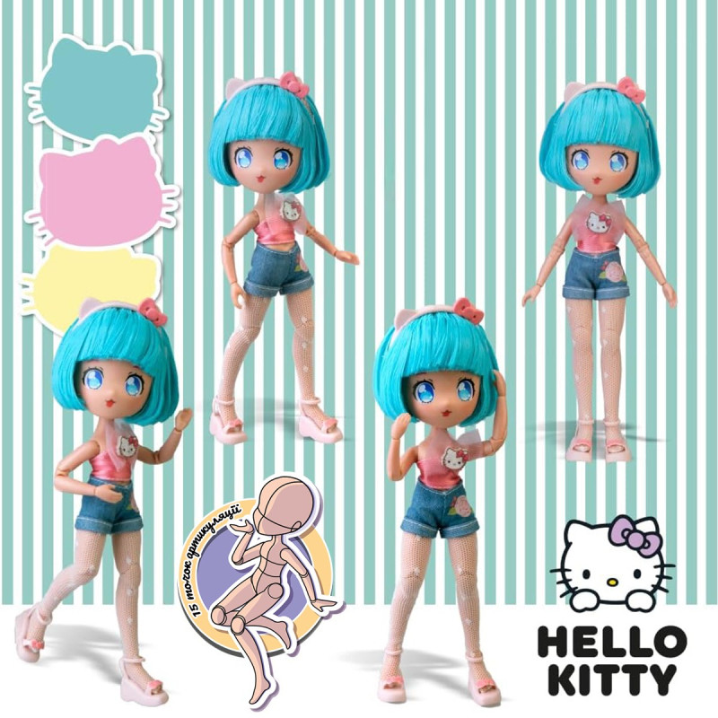 Ігровий набір 4SF MANGA DOLLS серії "Hello Kitty" – КРАСУНЯ ПІНК НА СКУТЕРІ (з аксес.)