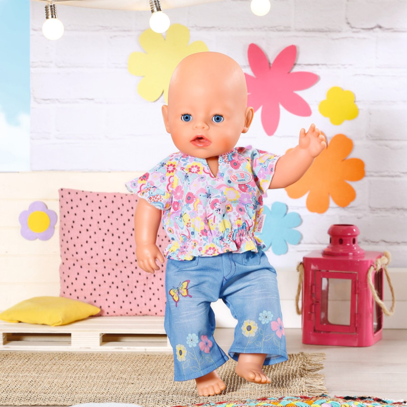 Одяг для ляльки BABY BORN - КВІТКОВИЙ ДЖИНС (43 cm)