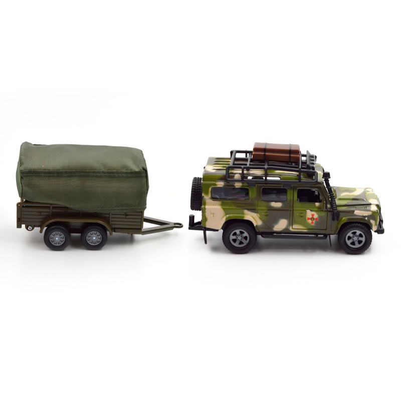 Ігровий набір – LAND ROVER DEFENDER MІЛІТАРІ (з причепом)