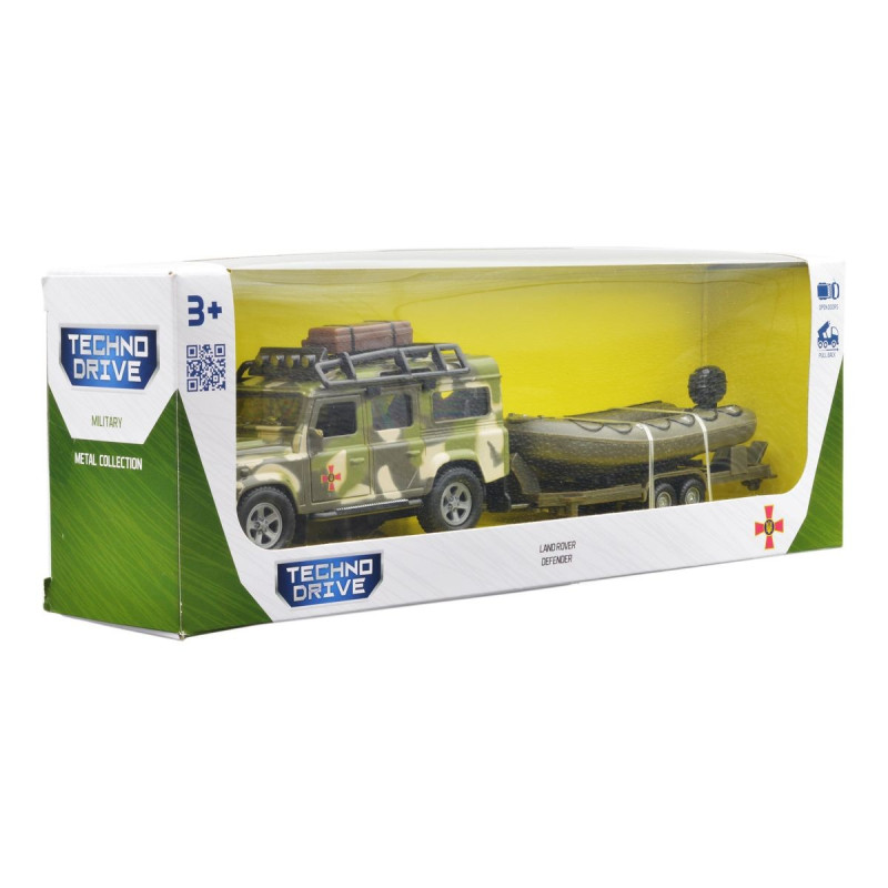 Ігровий набір – LAND ROVER DEFENDER MІЛІТАРІ (з човном)
