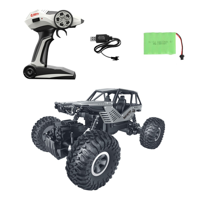 Автомобіль OFF-ROAD CRAWLER з р/к - TIGER (матовий сірий, акум. 4,8V, метал. корпус, 1:18)