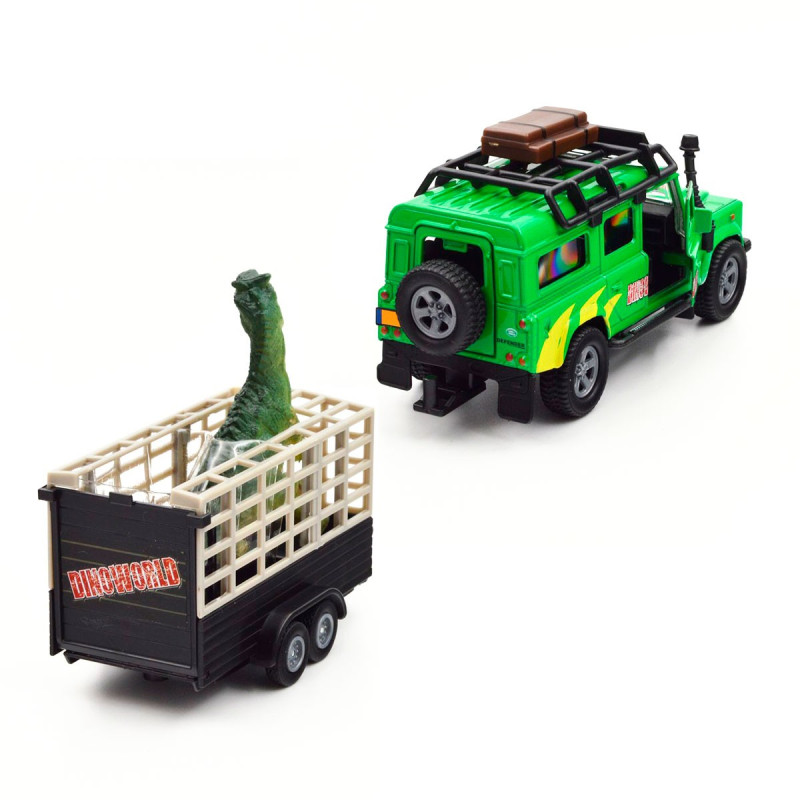 Ігровий набір – LAND ROVER (з причепом і динозавром)