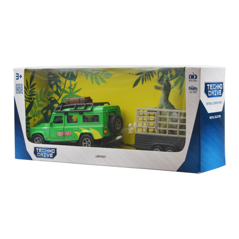 Ігровий набір – LAND ROVER (з причепом і динозавром)