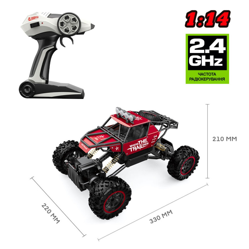 Автомобіль OFF-ROAD CRAWLER з р/к - WHERE THE TRAIL ENDS (червоний, акум. 7.2V, метал. корпус, 1:14)
