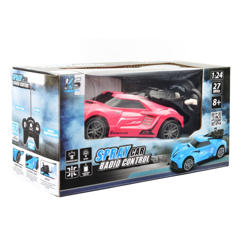Автомобіль SPRAY CAR на р/к – SPORT (рожевий, 1:24, світло, вихлопна пара)