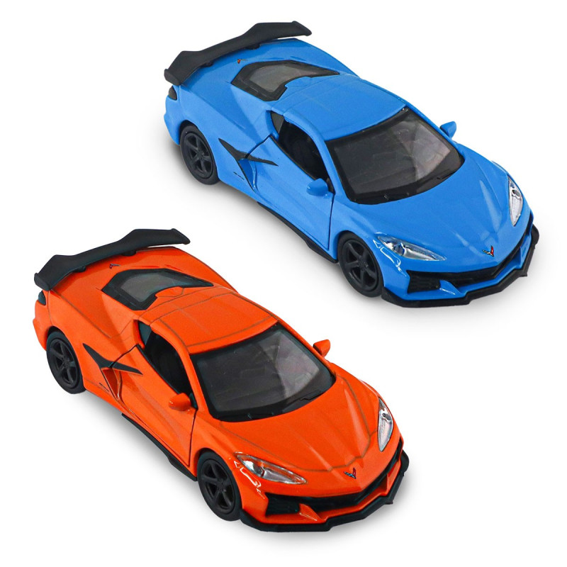 Автомодель - CHEVROLET CORVETTE Z06 2023 (помаранчевий, світло-блакитний)