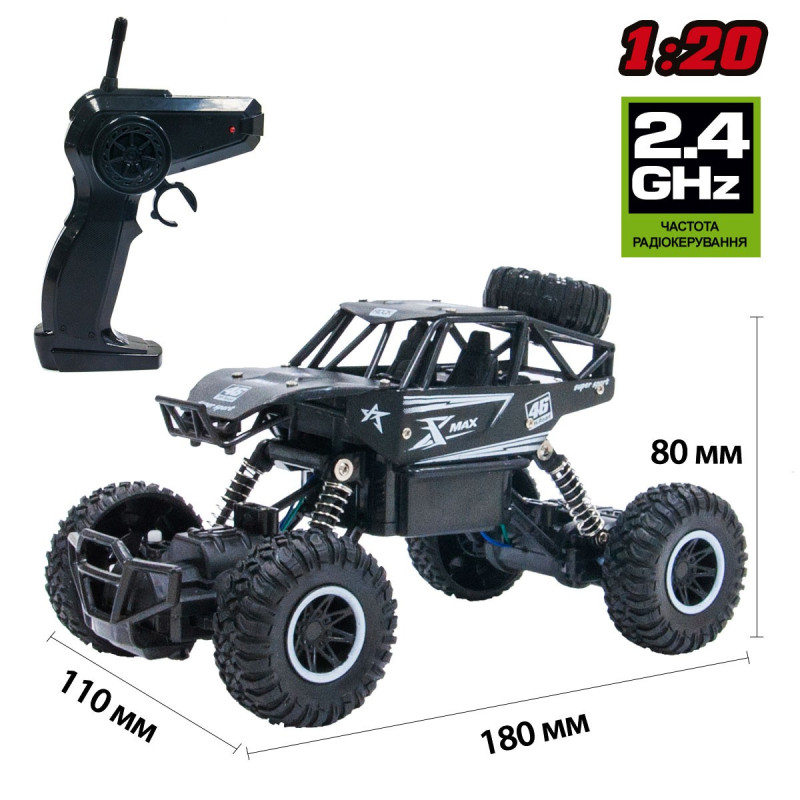 Автомобіль OFF-ROAD CRAWLER з р/к - ROCK SPORT (чорний, акум. 3,6V, метал. корпус, 1:20)