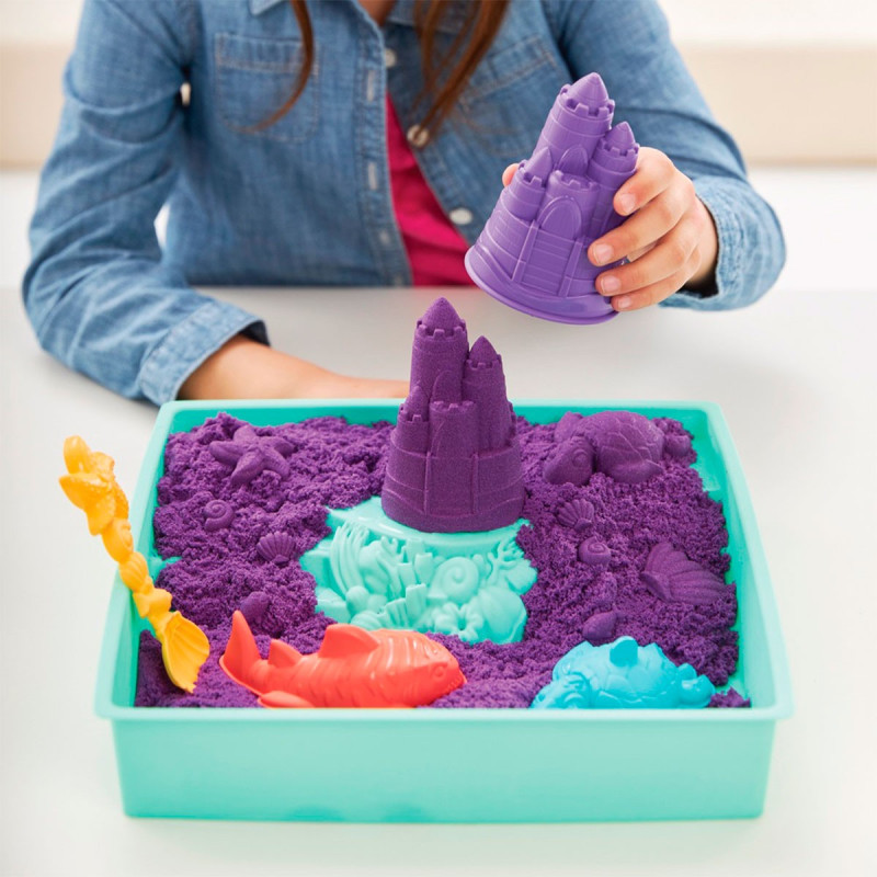 Набір піску для дитячої творчості - KINETIC SAND V2 ЗАМОК З ПІСКУ (фіолетовий, 454 g, аксес.)