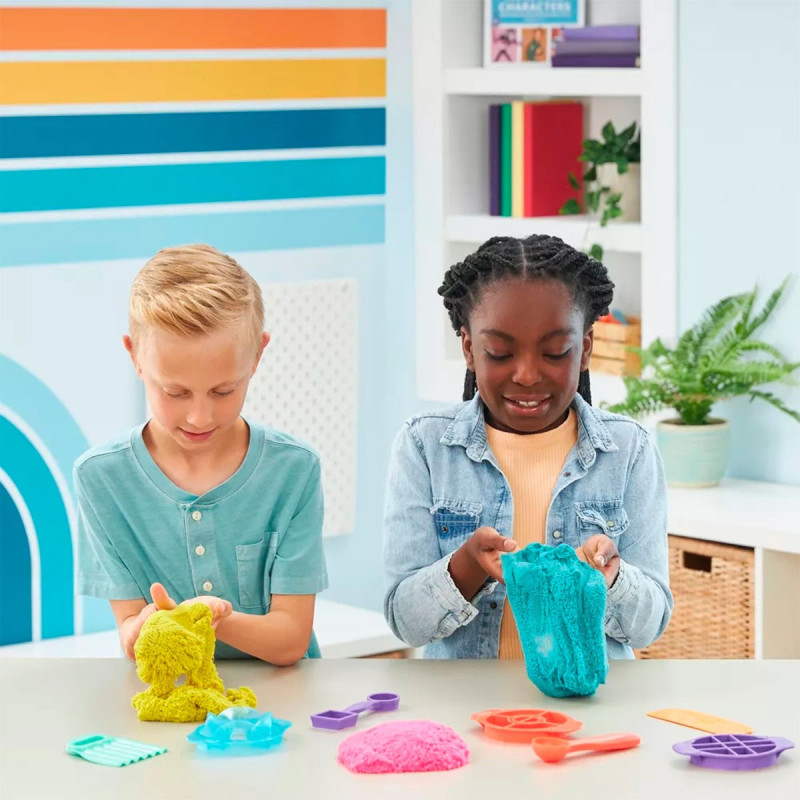 Набір піску для дитячої творчості - KINETIC SAND КОЛЬОРОВІ ПРИГОДИ (3 кольори, 907 g, аксес.)