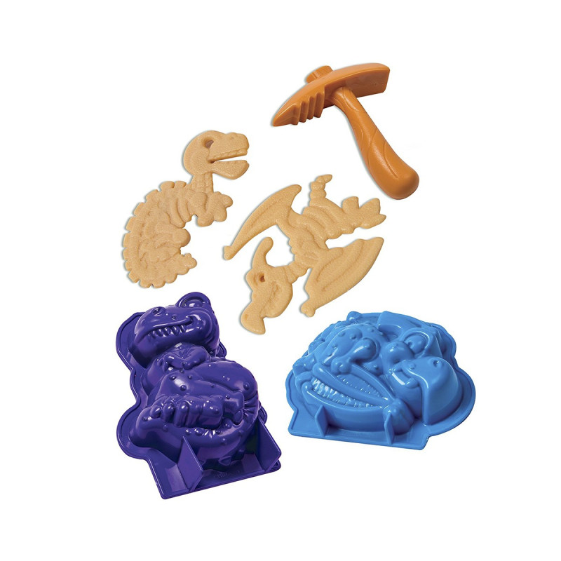 Набір піску для дитячої творчості - KINETIC SAND DINO (блакитний, коричневий, аксесуари, 340 г)