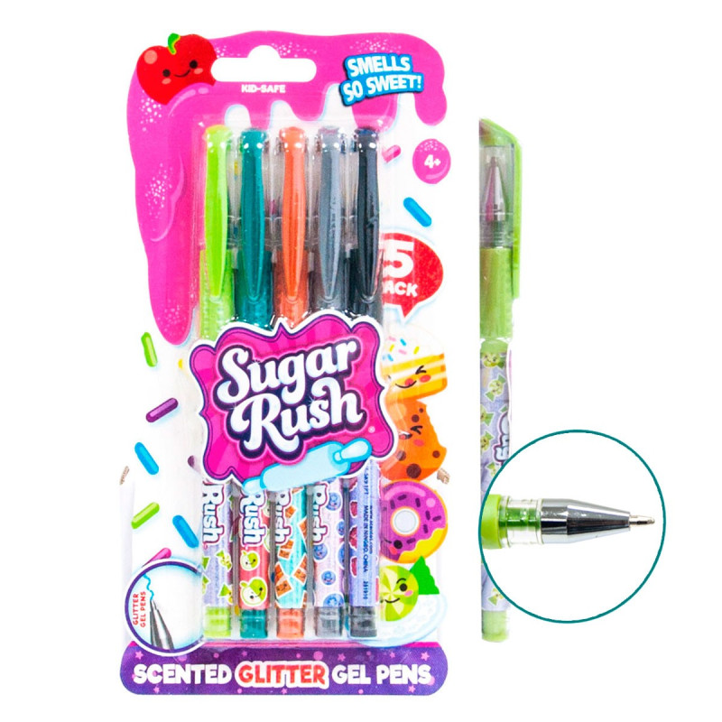 Набір ароматних гелевих ручок серії "Sugar Rush" - ЯСКРАВИЙ БЛИСК (5 шт.)