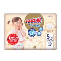 Підгузки GOO.N Premium Soft для дітей 12-20 кг (розмір 5(XL), на липучках, унісекс, 40 шт.)