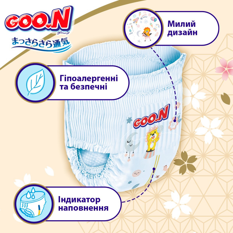 Трусики-підгузки GOO.N Premium Soft для дітей 9-14 кг (розмір 4(L), унісекс, 44 шт)