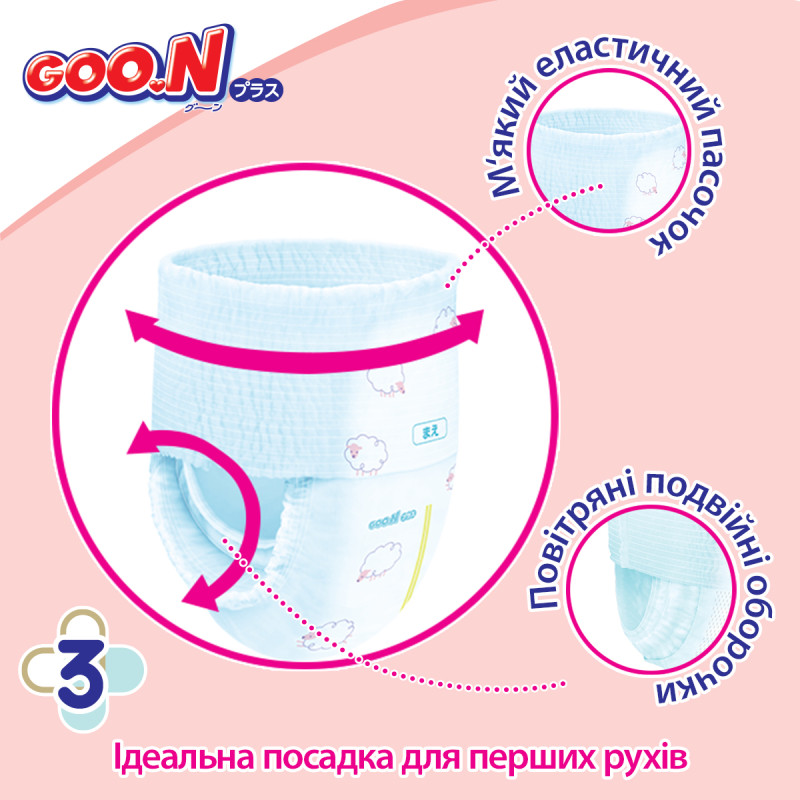Трусики-підгузки GOO.N Plus для дітей 12-22 кг (розмір XL, унісекс, 38 шт)