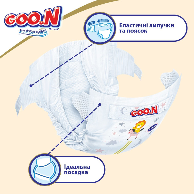 Підгузки GOO.N Premium Soft для новонароджених до 5 кг (1(NB), на липучках, унісекс, 72 шт)
